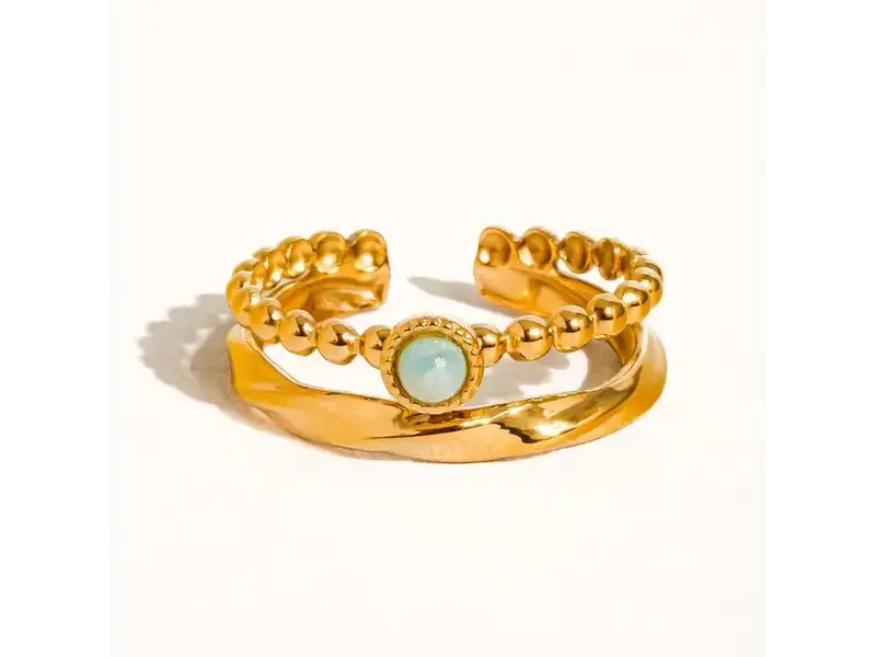 MAIQ Accessories Lindy 18K Gold Non-Tarnish Layered Stone Ring