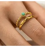 MAIQ Accessories Lindy 18K Gold Non-Tarnish Layered Stone Ring