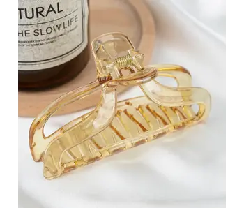 Jelly Rectangle Transparent Hair Claw Clip - brown