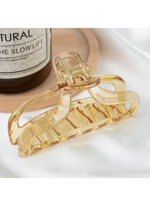 Jelly Rectangle Transparent Hair Claw Clip - brown