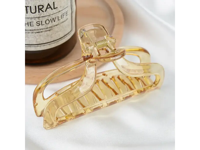 TheDivaSoap Jelly Rectangle Transparent Hair Claw Clip - brown