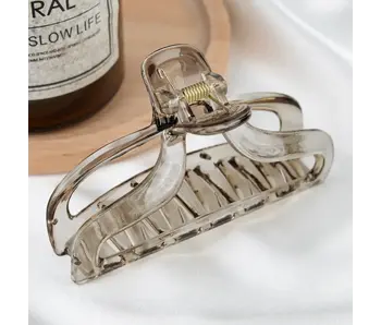 Jelly Rectangle Transparent Hair Claw Clip - gray