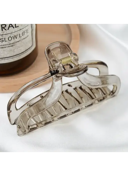 Jelly Rectangle Transparent Hair Claw Clip - gray