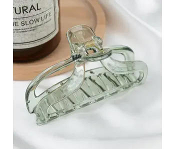 Jelly Rectangle Transparent Hair Claw Clip - green