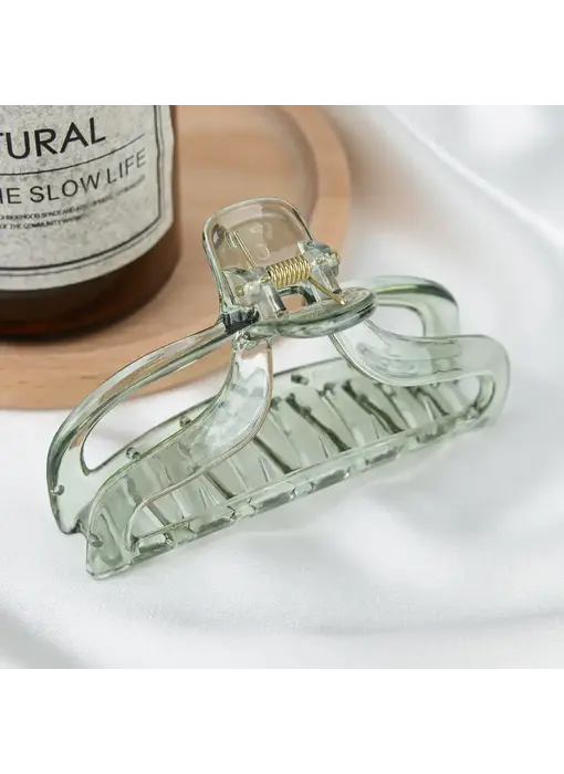Jelly Rectangle Transparent Hair Claw Clip - green