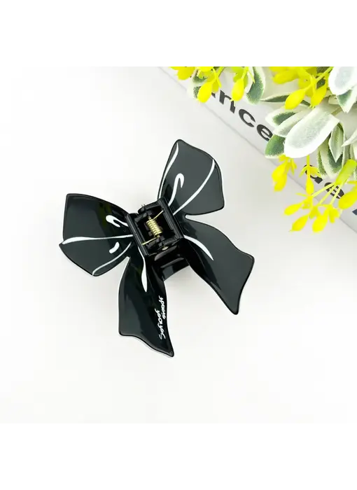 Elegant Bow Claw Clip - black
