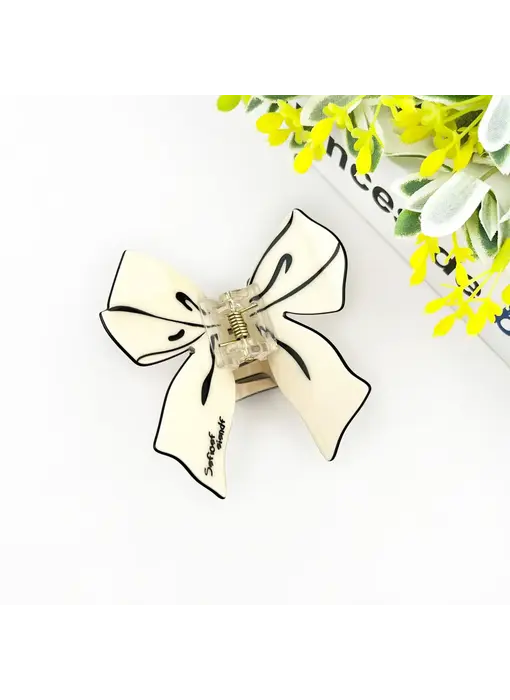 Elegant Bow Claw Clip - white