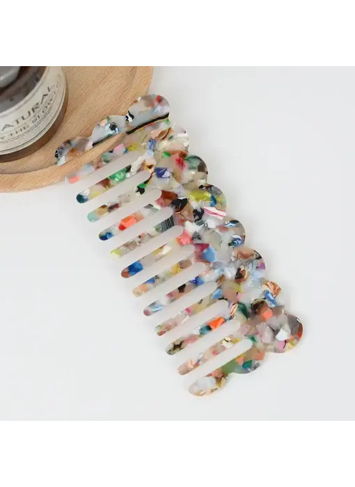 Multicolor Acetate Wide-Tooth Thin Hair Comb