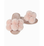Infinity Classics International Luxe Pompom Plush Slipper, Blush, L (9-10)