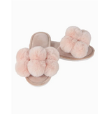 Infinity Classics International Luxe Pompom Plush Slipper, Blush, S (5-6)