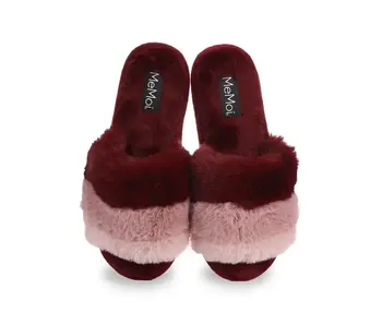 Tonal Stripe Plush Slippers