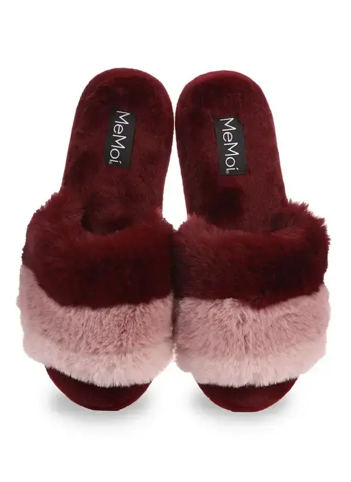 Tonal Stripe Plush Slippers