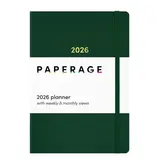 Paperage 2026 Dark Green Casebound Planner – Weekly & Monthly Views