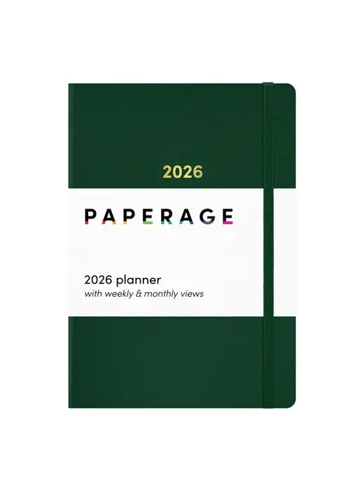 2026 Dark Green Casebound Planner – Weekly & Monthly Views