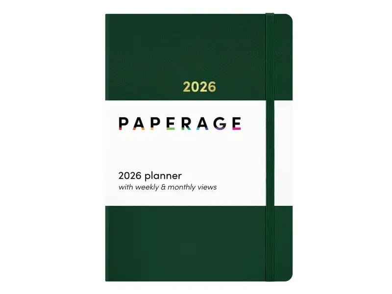 Paperage 2026 Dark Green Casebound Planner – Weekly & Monthly Views