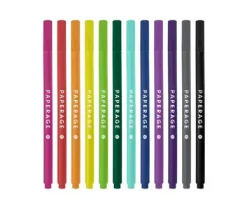 12 Pack Felt Tip Fine Line Marker Pens with Case