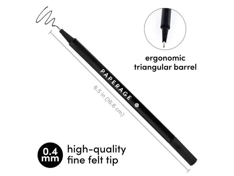 Paperage 12 Pack Felt Tip Fine Line Marker Pens with Case