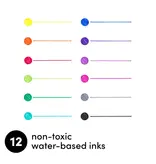 Paperage 12 Pack Felt Tip Fine Line Marker Pens with Case