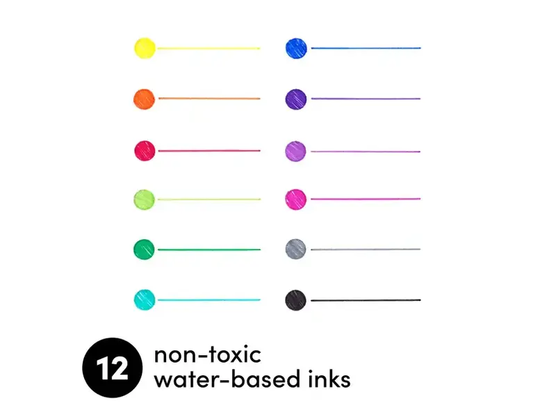 Paperage 12 Pack Felt Tip Fine Line Marker Pens with Case