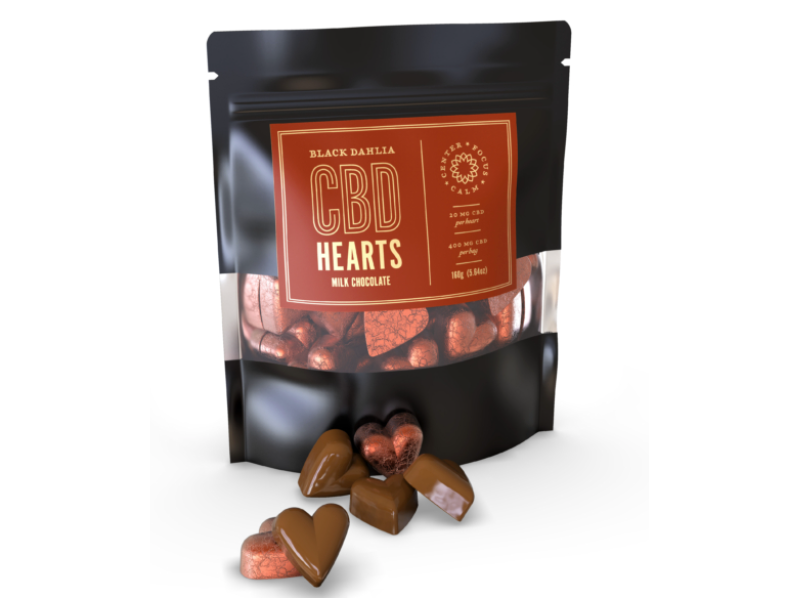 Black Dahlia CBD Milk Chocolate Hearts