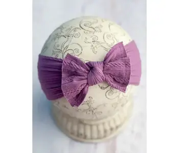 Cable Knit Bow Headband Purple