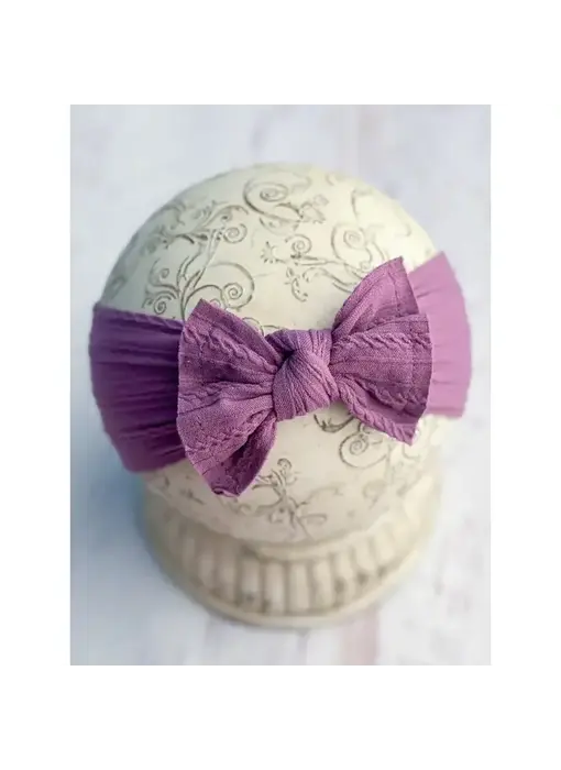 Cable Knit Bow Headband Purple