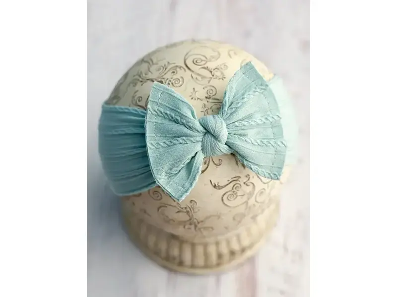 The Hair Bow Company Cable Knit Bow Headband Sky Blue