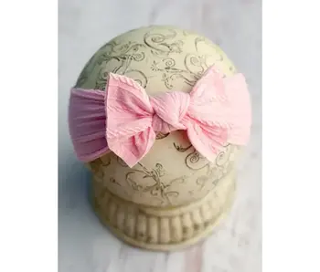 Cable Knit Bow Headband  Pink