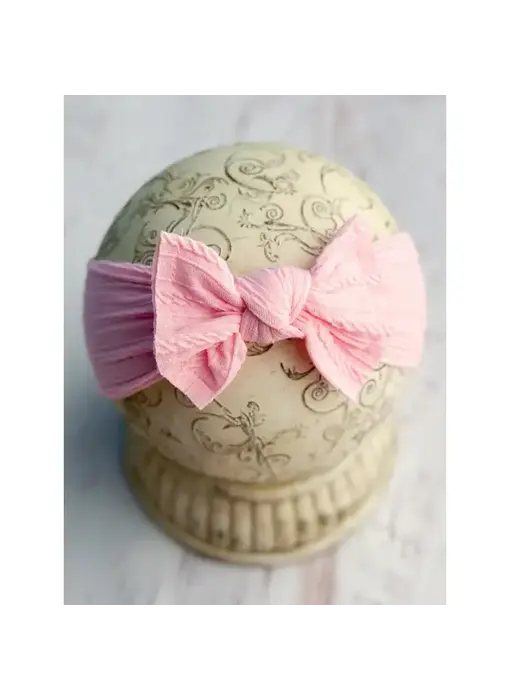 Cable Knit Bow Headband  Pink