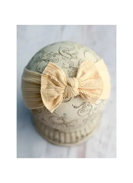 Cable Knit Bow Headband Ivory