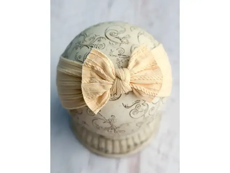 The Hair Bow Company Cable Knit Bow Headband Ivory