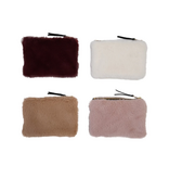 Creative Co-OP Faux Fur Fabric Zip Pouch with Interior Lining, 4 Colors