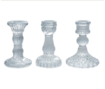 Pressed Glass Taper Holder, 3 Styles