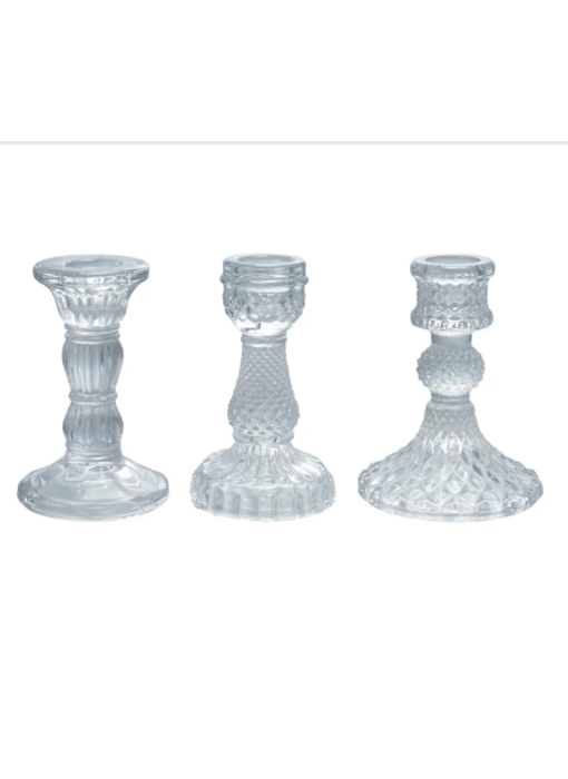 Pressed Glass Taper Holder, 3 Styles
