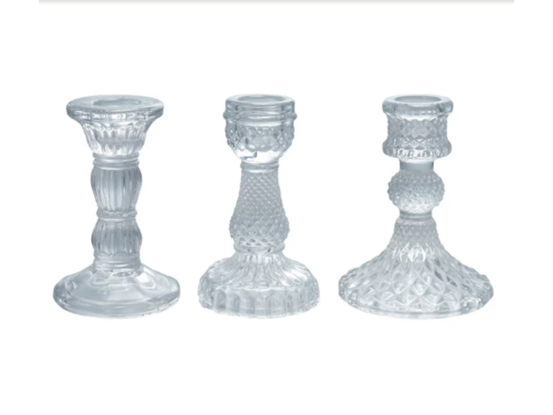 Creative Co-OP Pressed Glass Taper Holder, 3 Styles