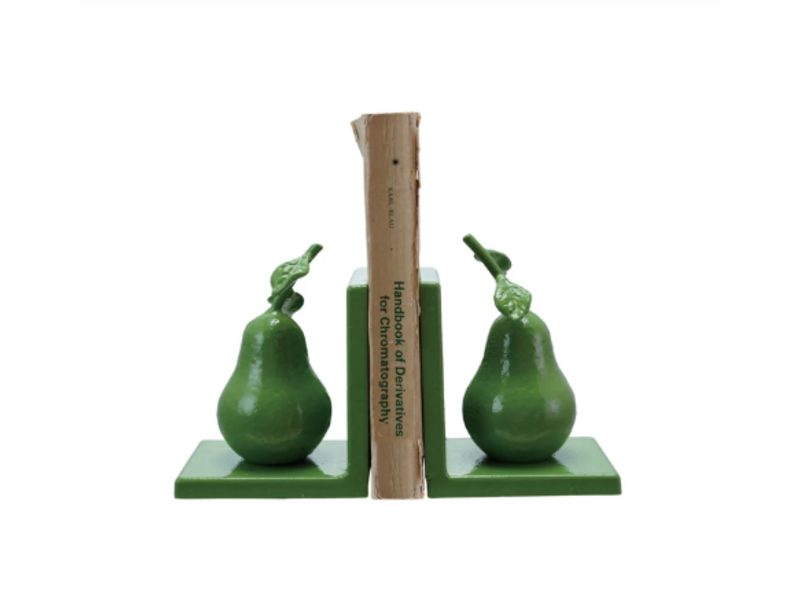 Creative Co-OP Cast Iron Pear Bookends, Green, Set of 2