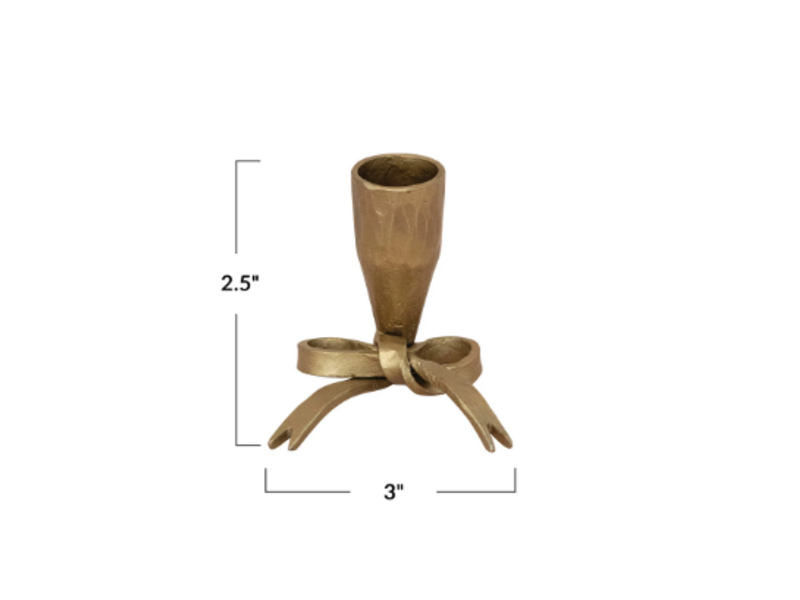 Creative Co-OP Hand-Forged Iron Bow Shaped Taper Holder, Antique Gold Finish