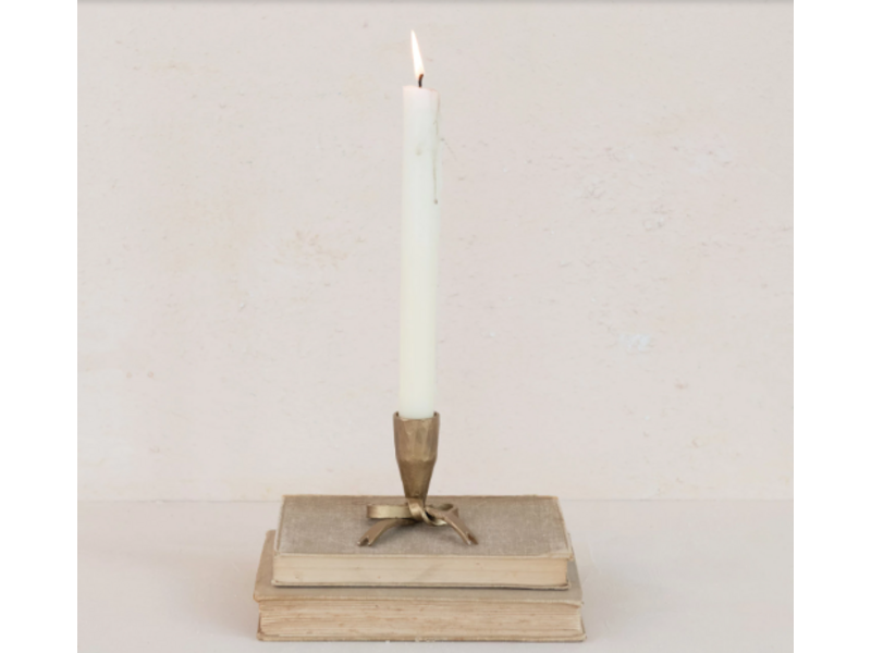 Creative Co-OP Hand-Forged Iron Bow Shaped Taper Holder, Antique Gold Finish