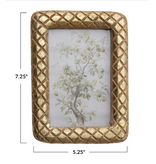 Creative Co-OP Carved Mango Wood Photo Frame w/ Diamond Pattern, Gold Foil Finish (Holds 4" x 6" Photo)