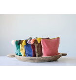Creative Co-OP Cotton Velvet Zip Pouch with Tassel, 6 Assorted Colors