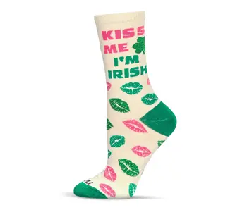 Women's Kiss Me I'm Irish Bamboo Crew Socks