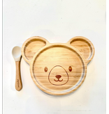 Pepelinoos Inc. Bear Three Section Suction Cup Plate & Spoon Set (non-toxic)