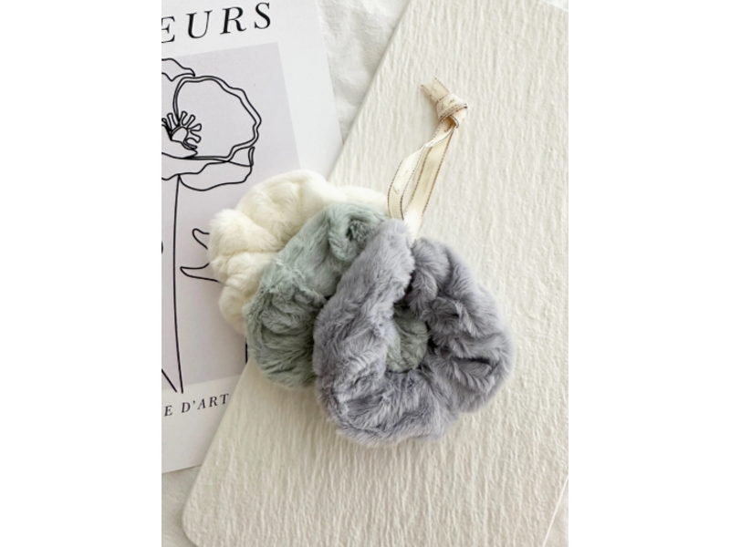 LoveLina Fuzzy Hair Scrunchies, Set of 3 - Goni / Green