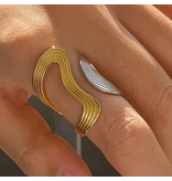 MAIQ Accessories Xena 18K Gold Non-Tarnish Wavy Abstract Two Tone Ring