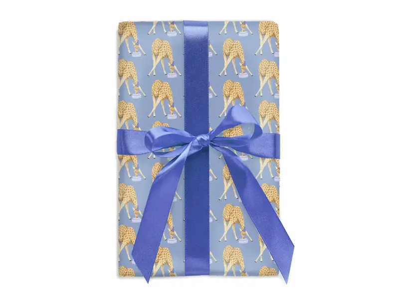 Good JuJu Ink Periwinkle Giraffe Birthday Gift Wrap