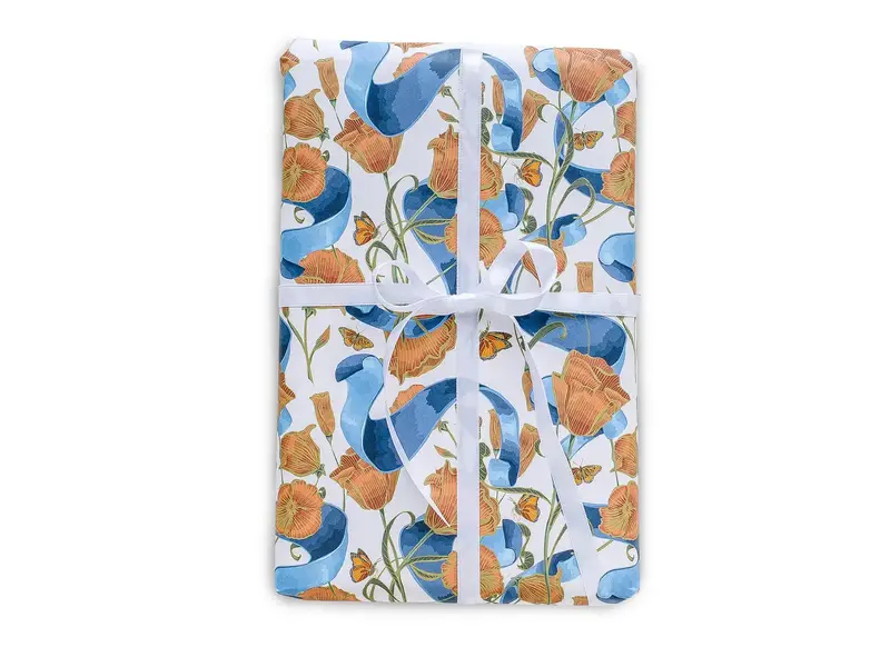Good JuJu Ink Poppies & Ribbons Gift Wrap