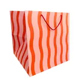 The Social Type Tangy Red Fussy Stripe Large Square Gift Bag
