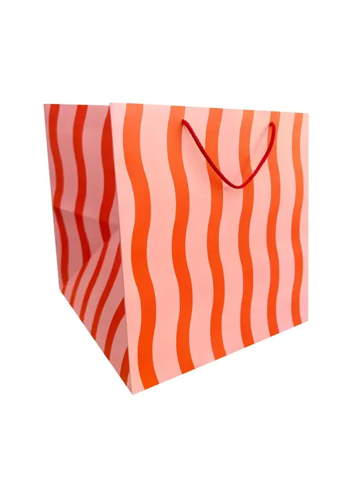 Tangy Red Fussy Stripe Large Square Gift Bag