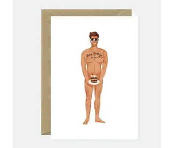 Guy with A Cake Greeting Card