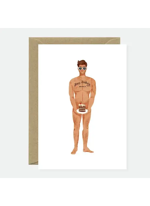 Guy with A Cake Greeting Card